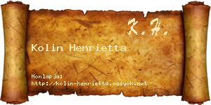 Kolin Henrietta névjegykártya
